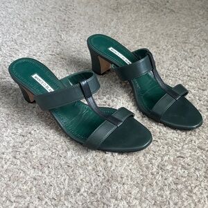 Manolo Blahnik Heeled Sandals- Green/Black